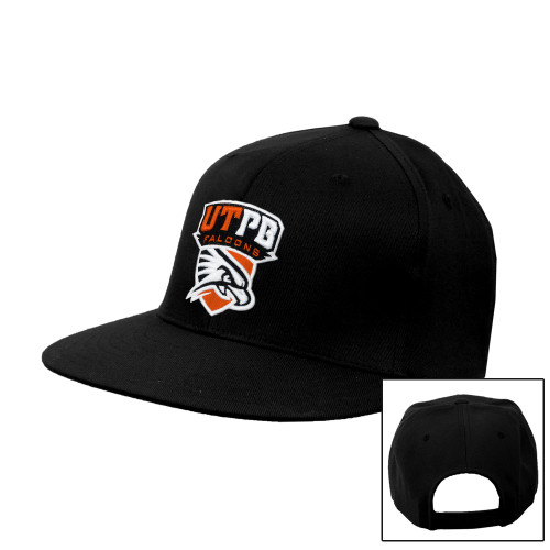  Black Flat Bill Snapback Hat - Official Logo