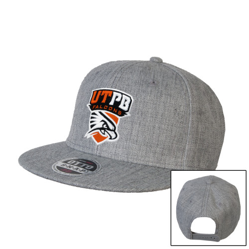  Heather Grey Wool Blend Flat Bill Snapback Hat - Official Logo