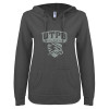 Thumbnail image for  ENZA Womens Dark Heather V Notch Raw Edge Fleece Hoodie