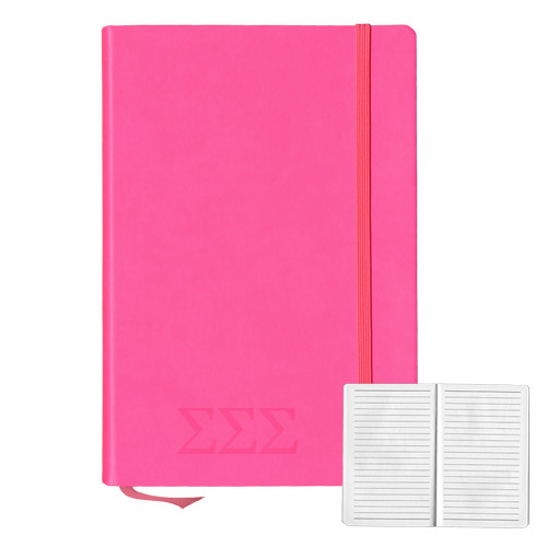 5 ½ x 8 ¼ Pink Neoskin Hard Cover Journal-Greek Letters - One Color Deboss