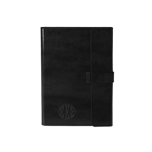 Fabrizio Junior Black Portfolio w/Loop Closure-Monogram in Circle Engraved