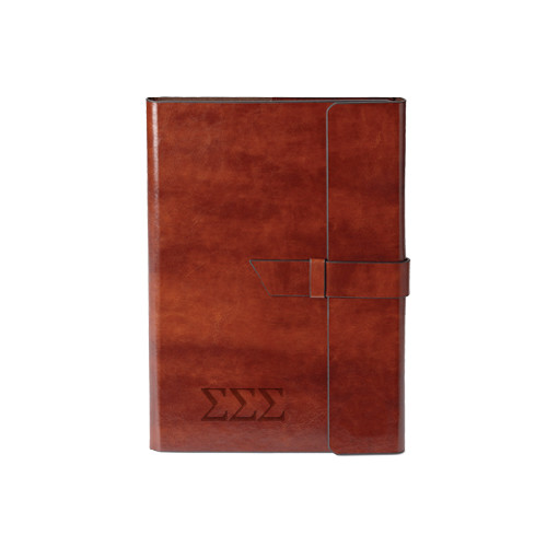 Fabrizio Junior Brown Portfolio w/Loop Closure-Greek Letters - One Color Engraved