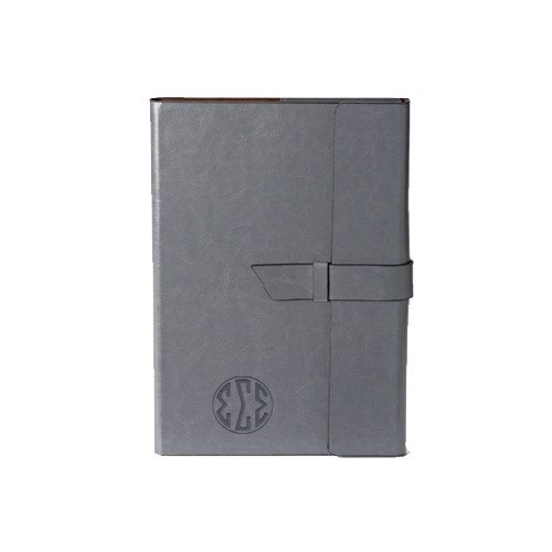 Fabrizio Junior Grey Portfolio w/Loop Closure-Monogram in Circle Engraved