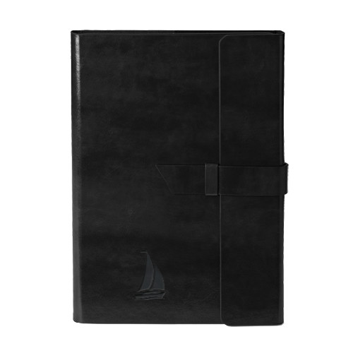 Fabrizio Black Portfolio w/Loop Closure-Sailboat Engraved