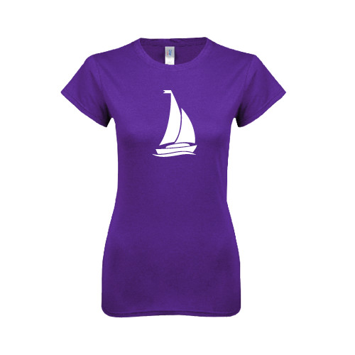 Next Level Womens Purple Boyfriend Tee-Sailboat