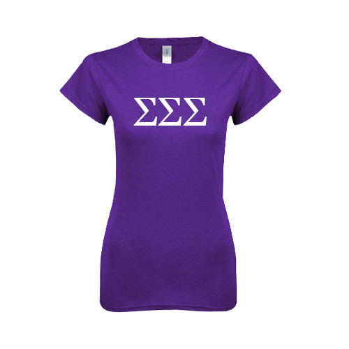 Next Level Womens Purple Boyfriend Tee-Greek Letters - One Color