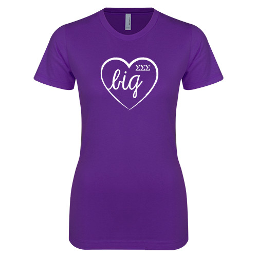 Next Level Womens Purple Boyfriend Tee-Big in Heart