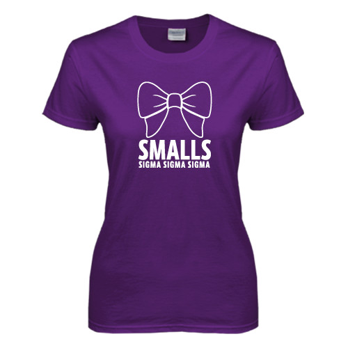 Womens Purple Short Sleeve Tee-Smalls Bow