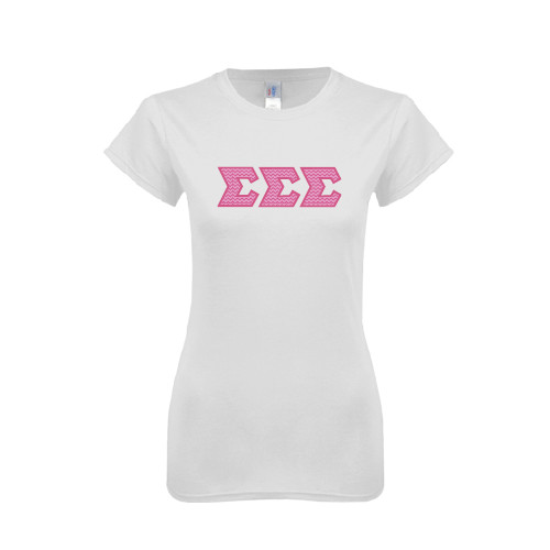 Next Level Womens White Boyfriend Tee-Greek Style Letters - Chevron