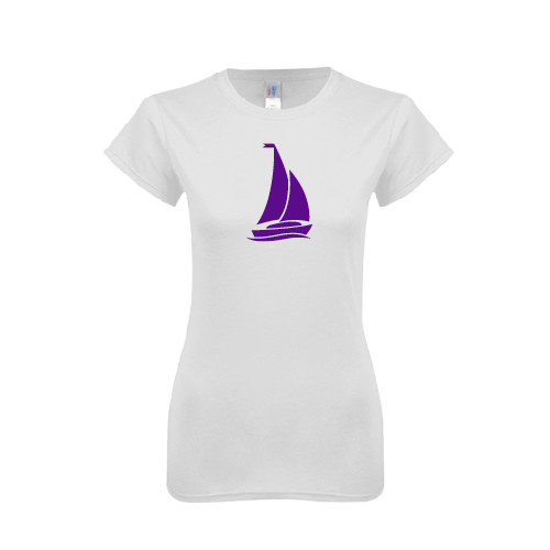 Next Level Womens White Boyfriend Tee-Sailboat