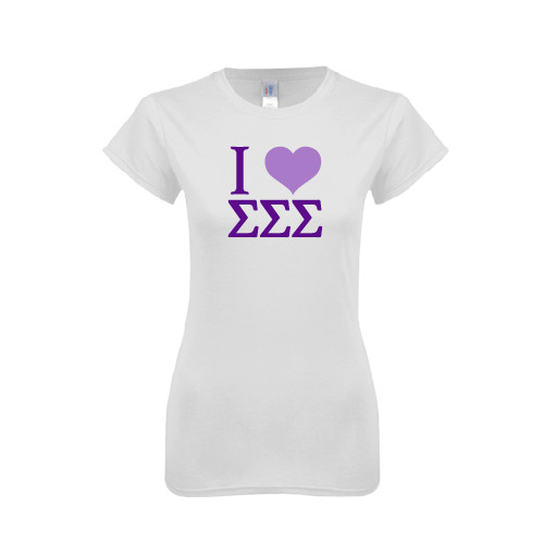 Next Level Womens White Boyfriend Tee-I Heart