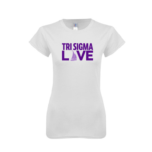 Next Level Womens White Boyfriend Tee-Tri Sigma Love