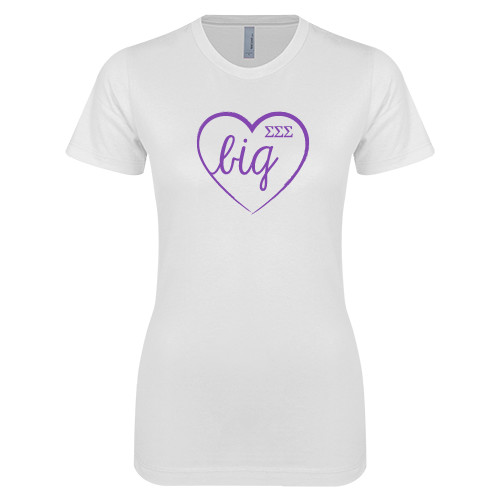 Next Level Womens White Boyfriend Tee-Big in Heart