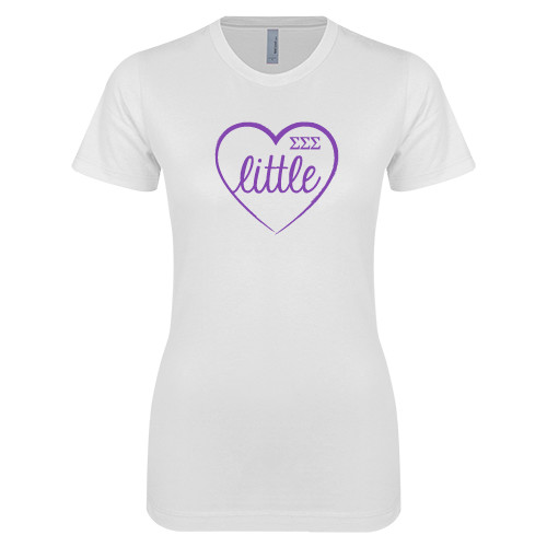 Next Level Womens White Boyfriend Tee-Little in Heart
