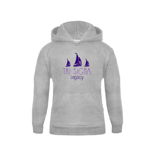 Youth Grey Fleece Hood-Legacy 3 Sailboats