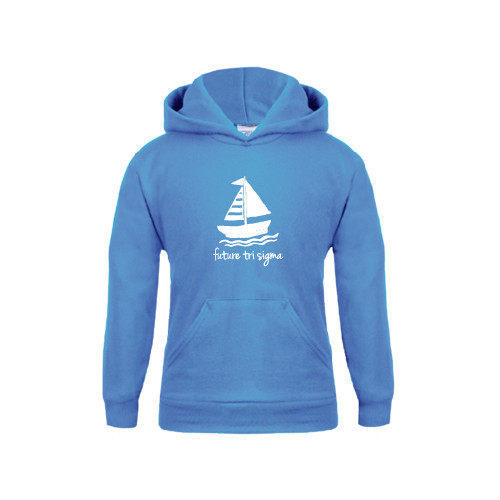Youth Light Blue Fleece Hoodie-Future Tri Sigma Sailboat