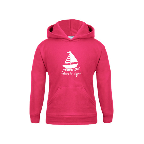 Youth Hot Pink Fleece Hoodie-Future Tri Sigma Sailboat