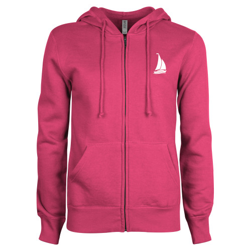 ENZA Womens Fuchsia Fleece Full Zip Hoodie-Sailboat