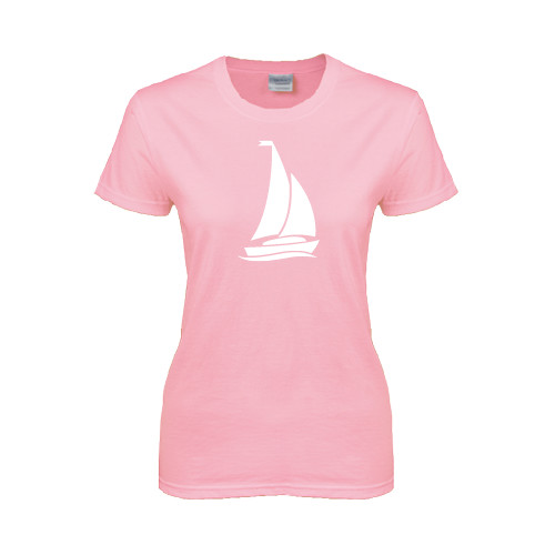 Womens Pink Short Sleeve Tee-Sailboat