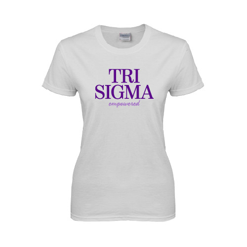 Womens White Short Sleeve Tee-Tri Sigma Empowered