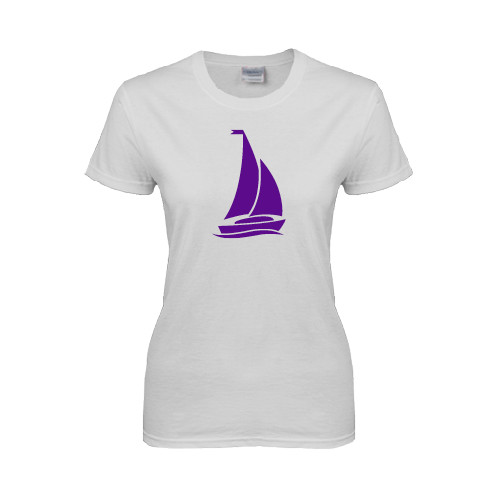 Womens White Short Sleeve Tee-Sailboat