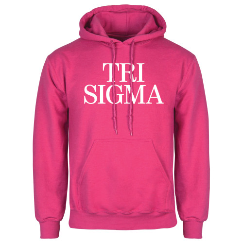 Womens Fuchsia Fleece Hoodie-Tri Sigma Stacked - Official