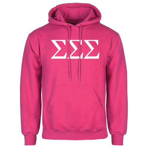 Womens Fuchsia Fleece Hoodie-Greek Letters - One Color