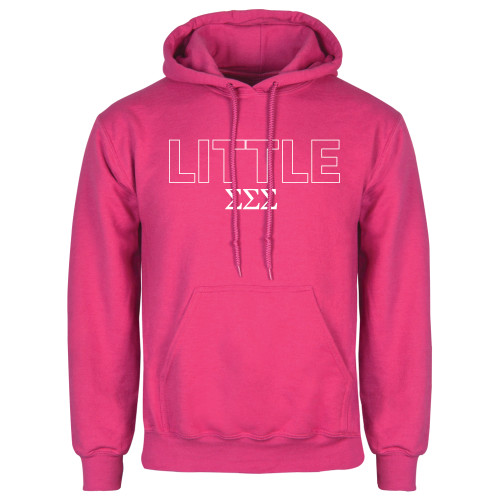 Womens Fuchsia Fleece Hoodie-Block Letters w/ Pattern Little