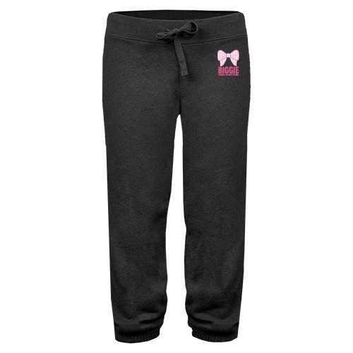 ENZA Womens Dark Heather Banded Fleece Capri-Biggie Bow