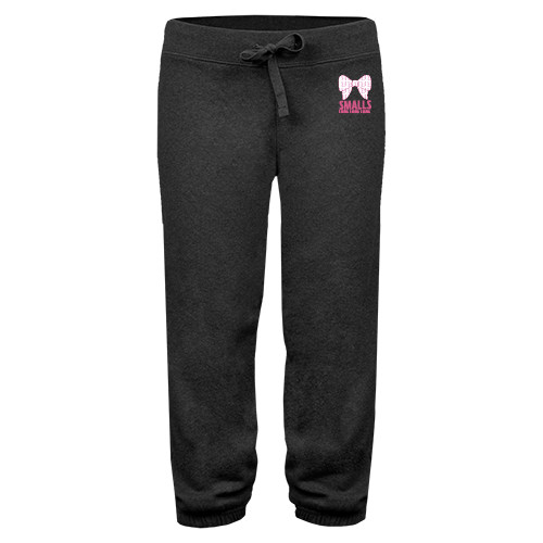 ENZA Womens Dark Heather Banded Fleece Capri-Smalls Bow