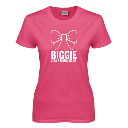 Womens Hot Pink Short Sleeve Tee-Biggie Bow