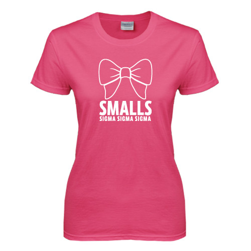 Womens Hot Pink Short Sleeve Tee-Smalls Bow