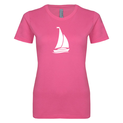 Next Level Womens Fuchsia Boyfriend Tee-Sailboat