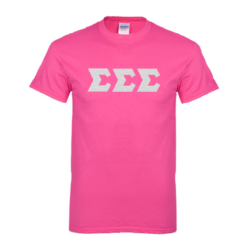 Hot Pink T Shirt-Glitter Greek Style Letters