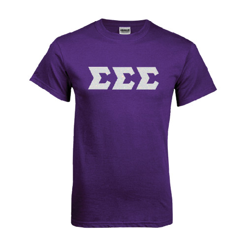 Purple T Shirt-Glitter Greek Style Letters