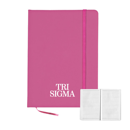 5x7 Fuchsia Hard Cover Journal-Tri Sigma Stacked - Official