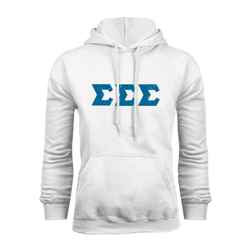 White Fleece Hoodie-Glitter Greek Style Letters