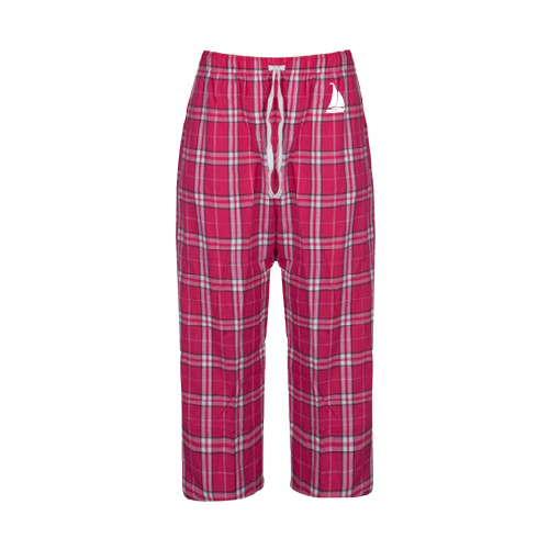 Womens Dark Fuchsia/White Flannel Pajama Pant-Sailboat