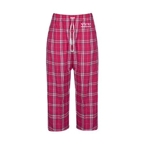 Womens Dark Fuchsia/White Flannel Pajama Pant-Greek Letters - One Color