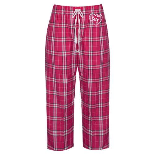 Womens Dark Fuchsia/White Flannel Pajama Pant-Big in Heart