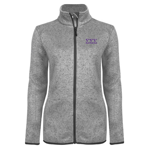 Womens Grey Heather Fleece Jacket-Greek Letters - One Color