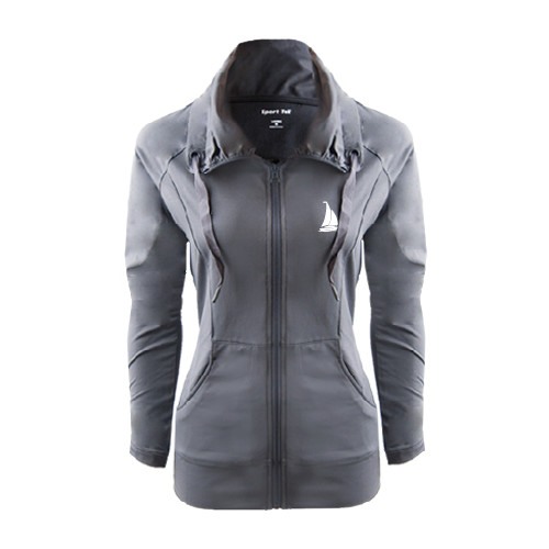 Womens Charcoal Sport Wick Stretch Full Zip Jacket-Sailboat