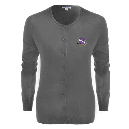 Womens Charcoal Cardigan Sweater-Crest