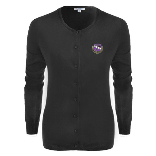 Womens Black Cardigan Sweater-Crest