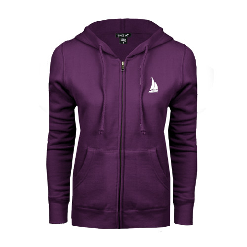 ENZA Womens Purple Fleece Full Zip Hoodie-Sailboat