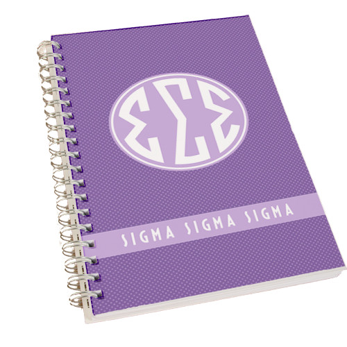 Clear 7 x 10 Spiral Journal Notebook-Dot Pattern Sorority Colors