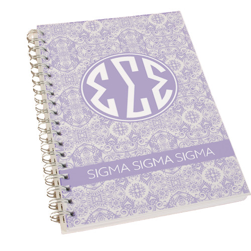 Clear 7 x 10 Spiral Journal Notebook-India Purple Pattern