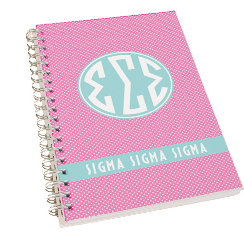 Clear 7 x 10 Spiral Journal Notebook-Rasberrry Dot Pattern