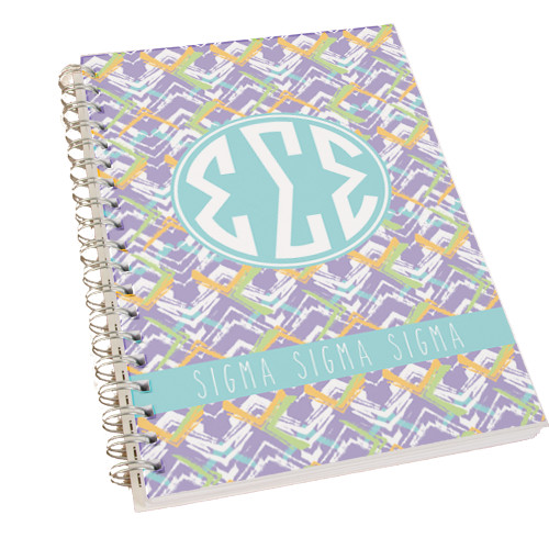 Clear 7 x 10 Spiral Journal Notebook-Tricolor Chalk Pattern
