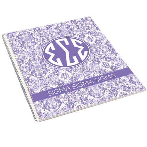 College Spiral Notebook w/Clear Coil-India Purple Pattern